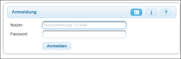 Anmeldedialog mit Feldern zu den Anmeldedaten