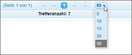 Anzahl der Treffer, die maximal pro Seite angezeigt werden sollen