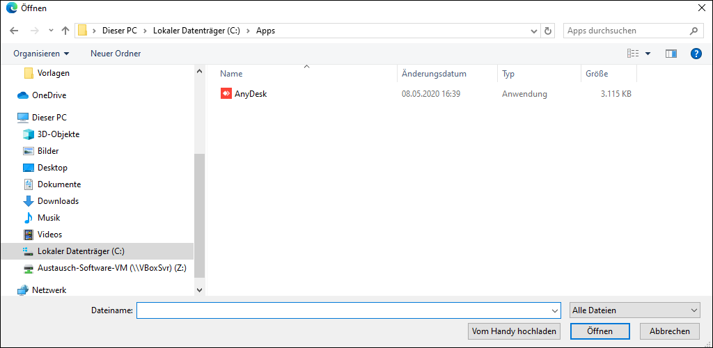 Es ist eine App im Verzeichnissystem vorhanden.