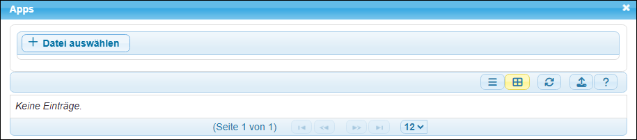 Das noch leere Dialogfenster »Apps«