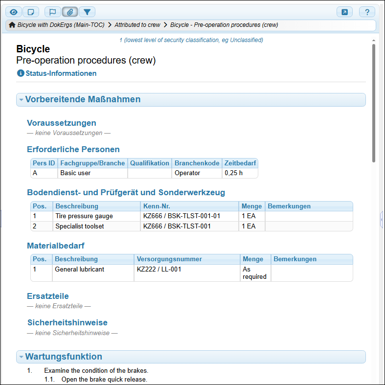 Das Datenmodul nun auf Deutsch