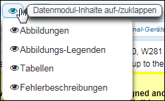 Die Optionen der Funktion »Datenmodul-Inhalte auf-/zuklappen«