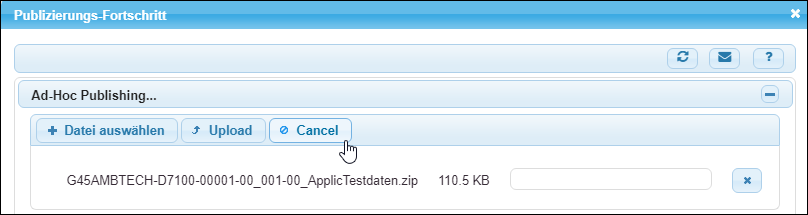 Der Upload kann noch abgebrochen werden.
