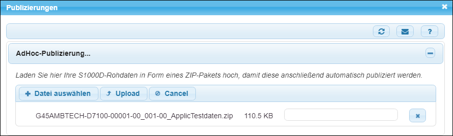 Ein zip-Paket mit S1000-Rohdaten wurde ausgewählt.