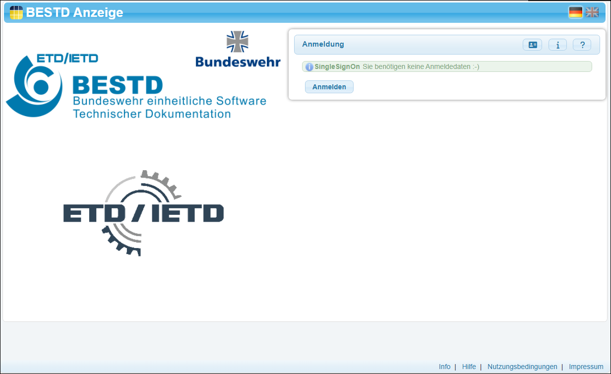 Anmeldung am zentralen System