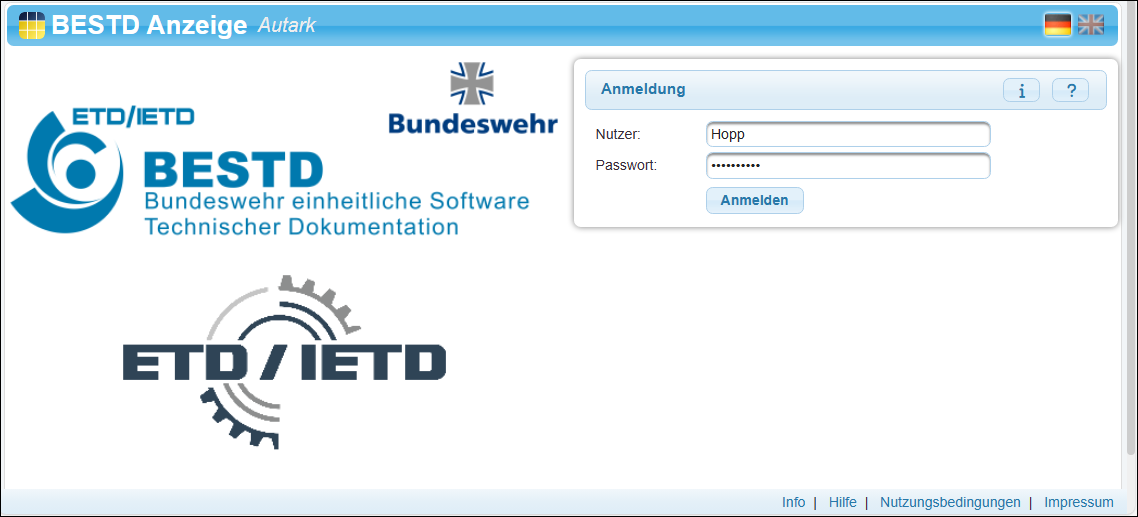 Bei einer Neuanmeldung nach der Vergabe eines vorläufigen Passwortes muss zunächst dieses vorläufige Passwort eingegeben werden.