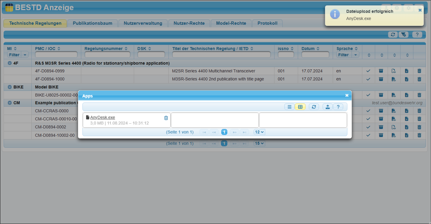 Die App wurde erfolgreich hochgeladen.