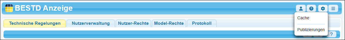 Zusätzliches Funktionssymbol »Einstellungen« für einen Administrator in der Variante »Zentral«