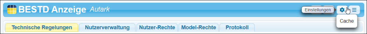 Der Eintrag »Cache« für einen Administrator