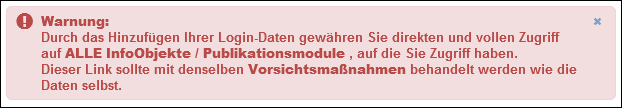 Ein Nutzer, der über einen Direktlink mit fremden Login-Daten, auf einen Verweis zugreifen kann, kann automatisch auf alle Publikationen des anderen Nutzers zugreifen!