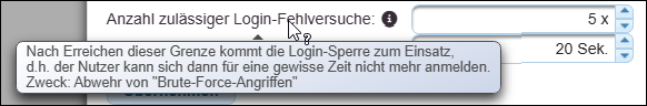 Erläuterung zu Fehlversuchen bei der Anmeldung