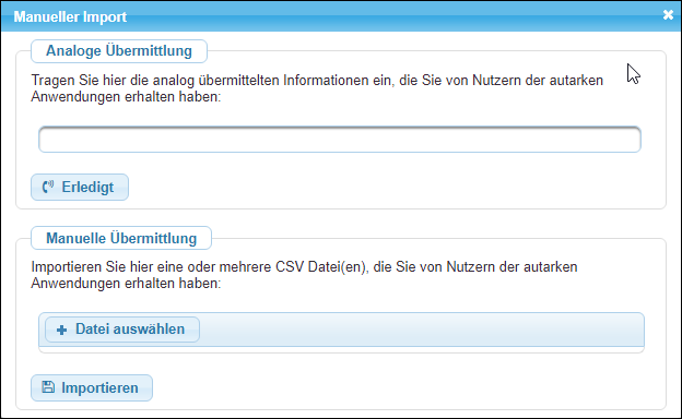 Der Dialog »Manueller Import«