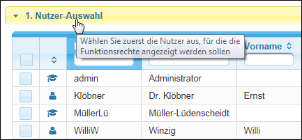 Auswählen der Nutzer
