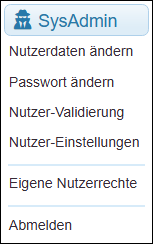 Die Menüeinträge zu den Nutzer-Informationen eines System-Administrators