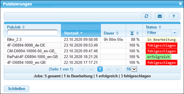 Der Job ist fortgeschritten.