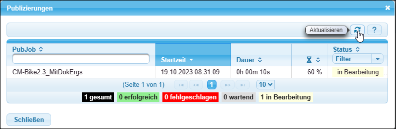 Aktualisieren der Fortschrittsanzeige