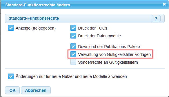 Das Recht »Applic-Verw.« soll zu einem Standard-Recht werden.