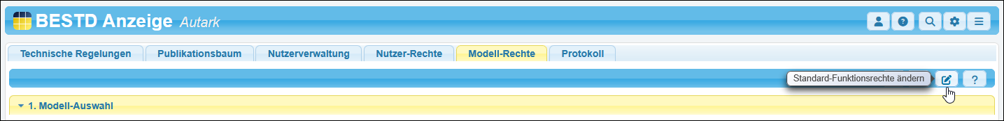 Die Funktion »Standard-Funktionsrechte« ändern