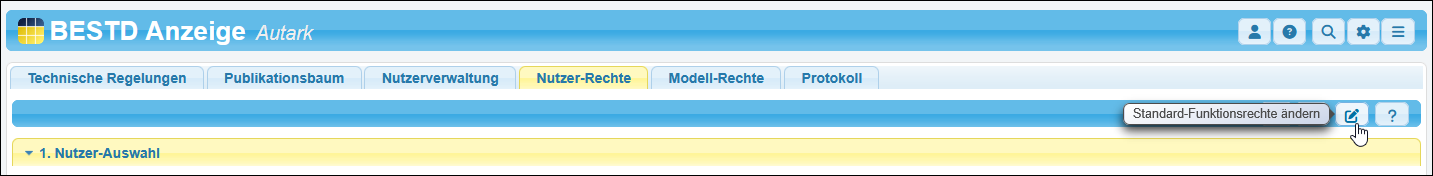 Die Funktion »Standard-Funktionsrechte« ändern