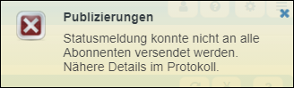 Meldung, dass die Statusmeldung nicht erfolgreich zugestellt werden konnte