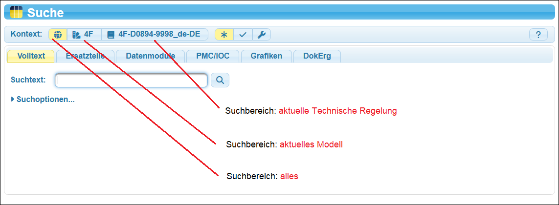 Die drei Suchoptionen