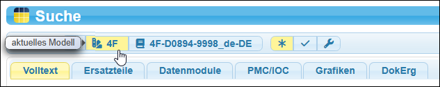 Das Fenster zur Suche, wenn Sie sich innerhalb einer Technischen Regelung befinden