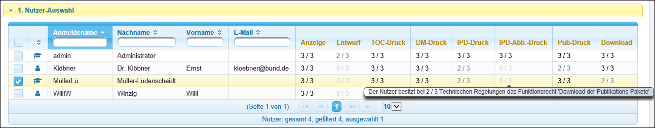Tooltip zum Funktionsrecht