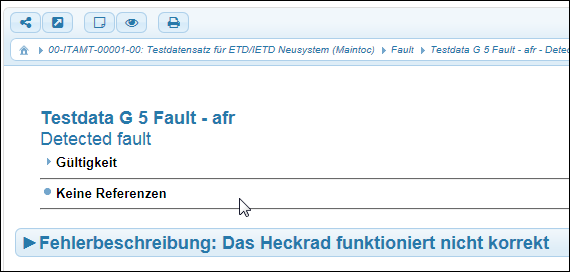 Zugeklappte Fehlerbeschreibung