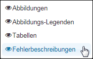 Option »Fehlerbeschreibungen <auf-/zuklappen>«