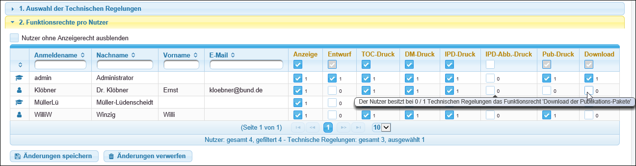Geänderter Text beim Tooltip zum Funktionsrecht