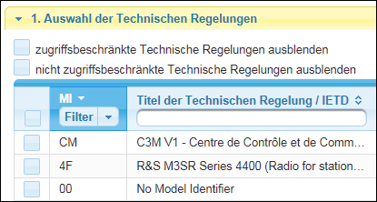 Angaben zu den Technischen Regelungen<