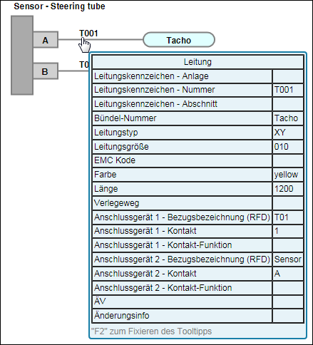 Tooltip zu einer Leitung