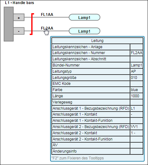 Tooltip zu einer Leitung