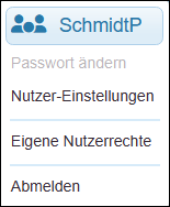 Die Funktion »Passwort ändern« ist bei einem Gruppennutzer deaktiviert.