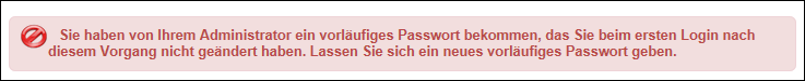 Hinweis, dass das Passwort nicht geändert wurde