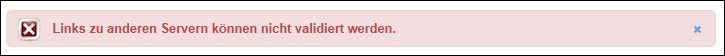 Der erzeugte Direktlink hat erkannt, dass Sie mit einem fremden Server verbunden sind.