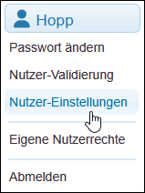 Menüeintrag »Nutzer-Einstellungen«