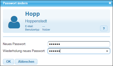 Das Passwort wird bei der Eingabe durch Punkte ersetzt.