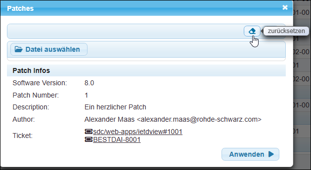 Zurücksetzen des Patches