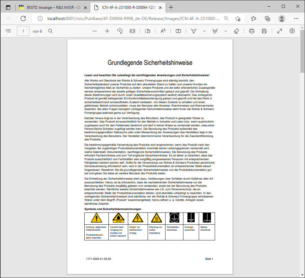 Das PDF-Dokument in einem eigenen Browser-Tab Das PDF-Dokument in einem eigenen Browser-Tab