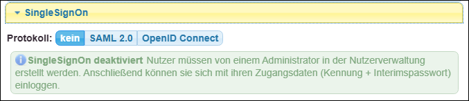 Das Verfahren »Single-Sign-On« ist deaktiviert.