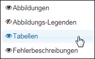 Option »Tabellen« auf-/zuklappen