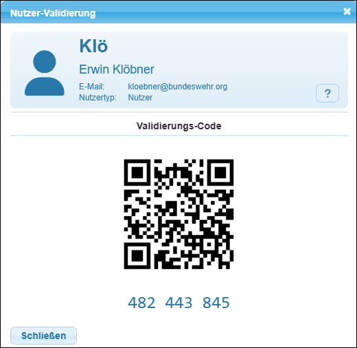Nutzer-Validierung mit Validierungs-Code im Zentralsystem Nutzer-Validierung mit Validierungs-Code im Zentralsystem